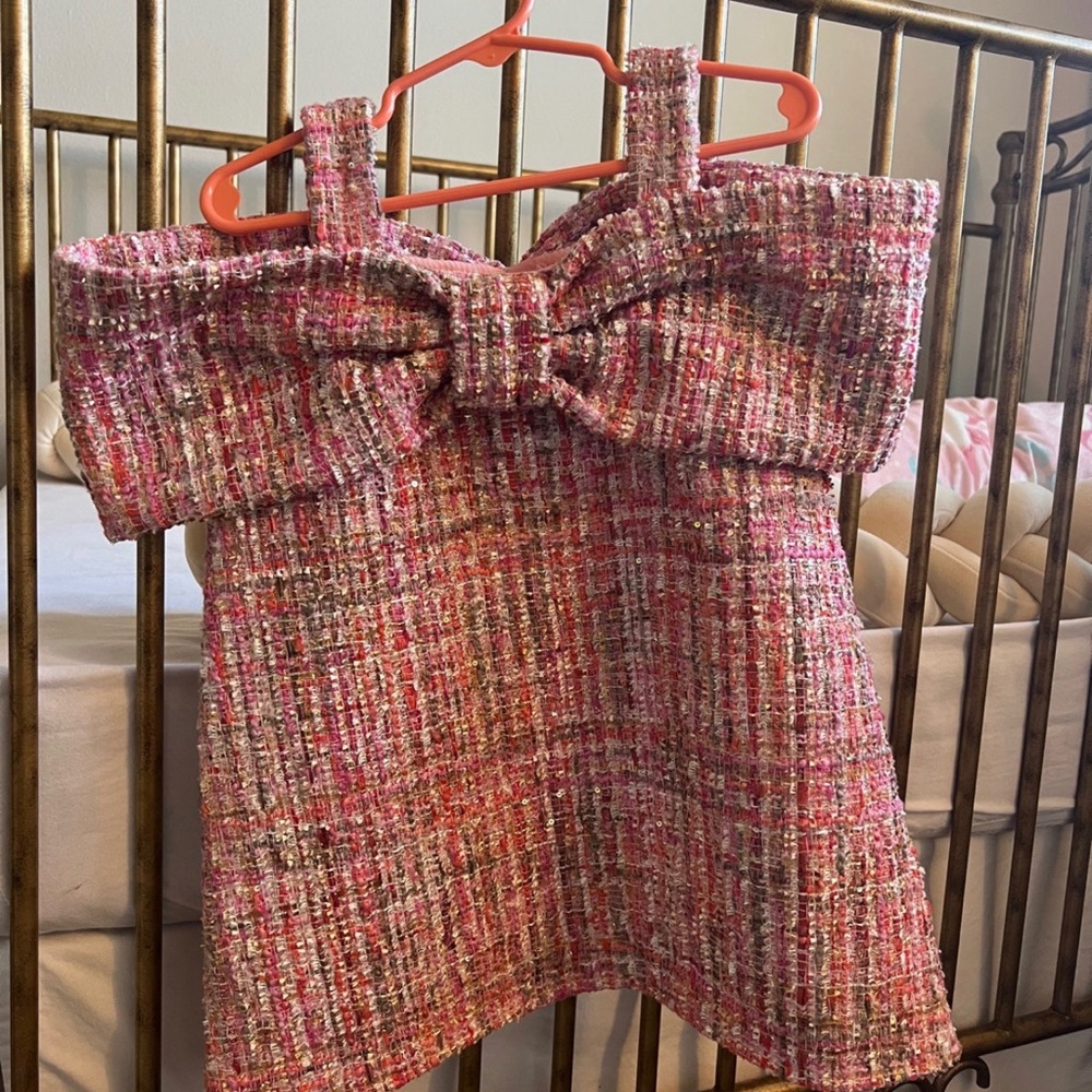 Airfish girls bow tweed dress